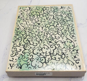 Penny Black Scroll Tapestry Background Large Wood Mounted Rubber Stamp